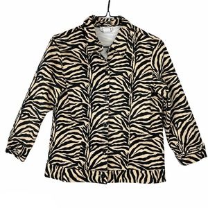 VTG Tiger Print Button Down / Denim Jacket